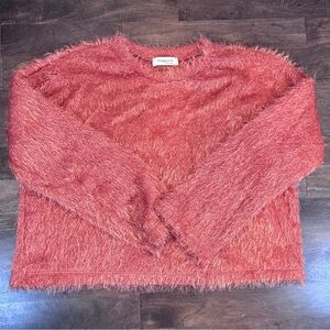 Ginger‎ G Eyelash Oversized Orange Pullover, Size Small